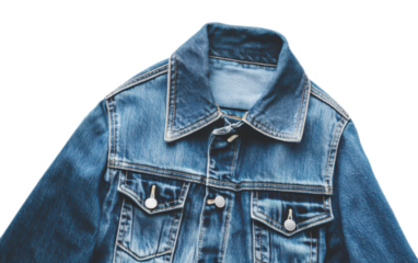 Blue denim jacket on white background,png