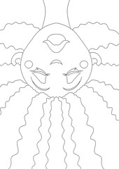 Cartoon character lineart design, coloring, transparent background - upside down mighty woman