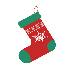Christmas Sock with Hanger, Transparent Background, Holiday Decoration Clipart