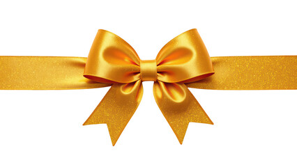 Fototapeta premium Vibrant golden ribbon bow with shiny texture, perfect for gift wrapping or decoration, adds festive touch to any occasion