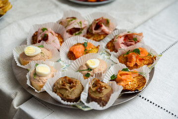 Assorted appetizers on platter