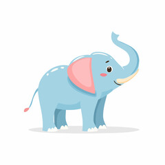 Obraz premium Cute light blue cartoon elephant, profile view, cheerful expression.