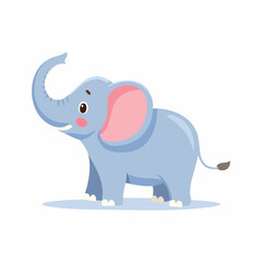 Obraz premium Cute cartoon illustration of a light gray elephant.