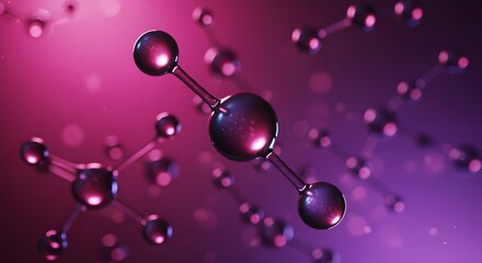 3D illustration of red molecular structure with connected atoms