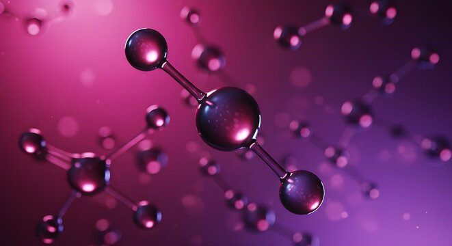 3D illustration of red molecular structure with connected atoms