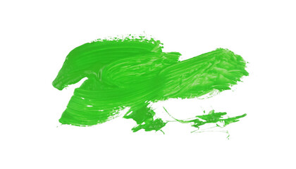 Green watercolor paint brush stroke isolated on transparent background. art and watercolor painting concept.