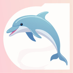 Cartoon illustration of a playful dolphin leaping gracefully.