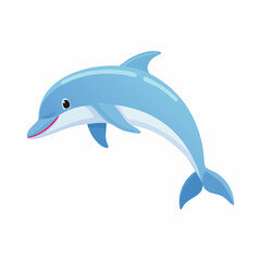 Fototapeta premium Cartoon illustration of a playful dolphin leaping gracefully.