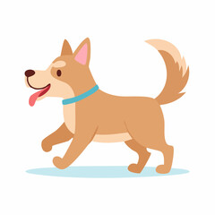 Naklejka premium Cartoon illustration of a light brown dog walking, tongue out.