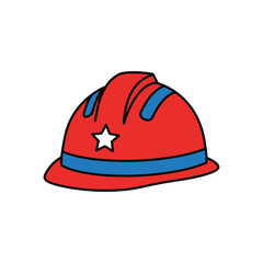 A blank red construction hard hat isolated on a white background for head protection