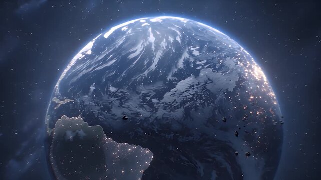 Stunning 4 K Earth Meteor Shower Space Debris Impact Cinematic Planet Apocalypse Destruction Global Catastrophe Disaster Sci Fi Fantasy Animation V F X Background Loop