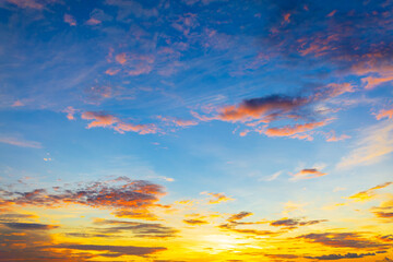 Morning cloud and sky background texture,colorful clouds and sky,Dusk, Sunset Sky Clouds in the Evening with colorful Orange, Yellow, Pink and red sunlight and Dramatic storm clouds on Twilight sky.