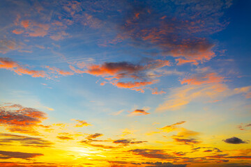 Morning cloud and sky background texture,colorful clouds and sky,Dusk, Sunset Sky Clouds in the Evening with colorful Orange, Yellow, Pink and red sunlight and Dramatic storm clouds on Twilight sky.
