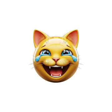 A cartoon cat face with a wide open mouth and tears streaming down its face on a black background space