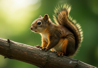 Obraz premium Cute squirrel sitting on a branch