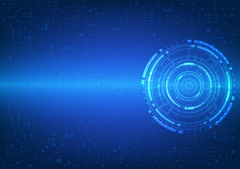 Blue circle and line circuit technology abstract technology innovation concept vector background and glowing light