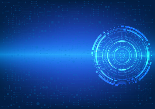 Blue circle and line circuit technology abstract technology innovation concept vector background and glowing light