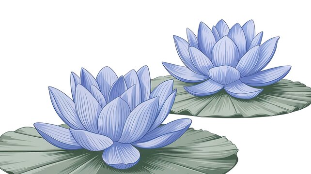 Beautiful Blue Lotus Flowers on Green Leaves Botanical Illustration. made with generative Ai
- Powered by Adobe