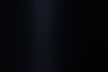 Black macro technology background,Speaker grille texture,Dark metallic carbon texture. Metal steel grid background.