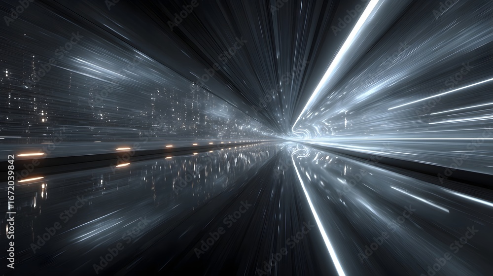 Aufkleber a dynamic and luminous image depicting blurred movement and vibrant lighting in a dark futuristic an