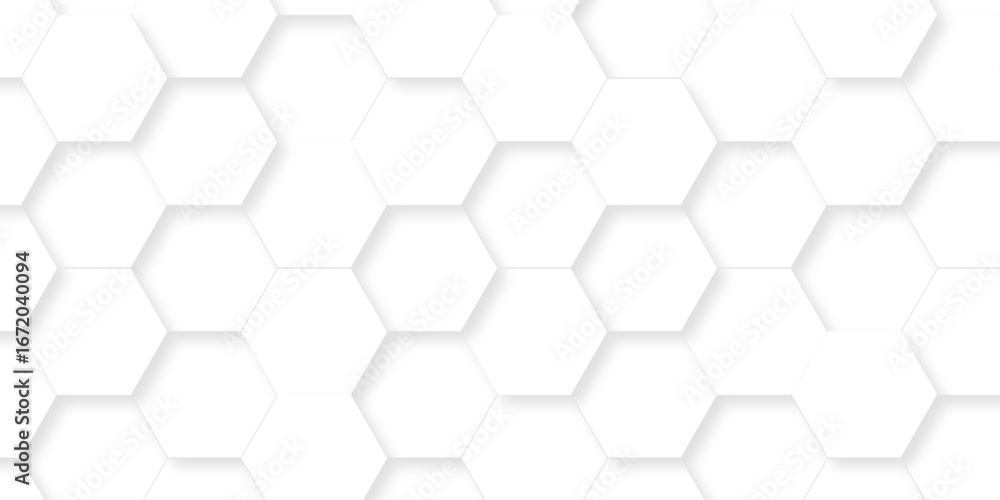 Poster minimal abstract white hexagonal background. luxury white pattern. futuristic grid honeycomb mosaic 