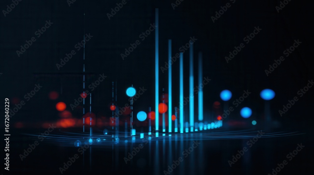 Poster abstract visualization of digital data with light elements and colors