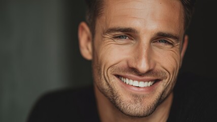 Obraz premium Male cosmetologist smiling confidently showcasing cosmetic skills in a modern salon setting during daylight