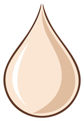 Single teardrop shape illustration in beige with brown outline