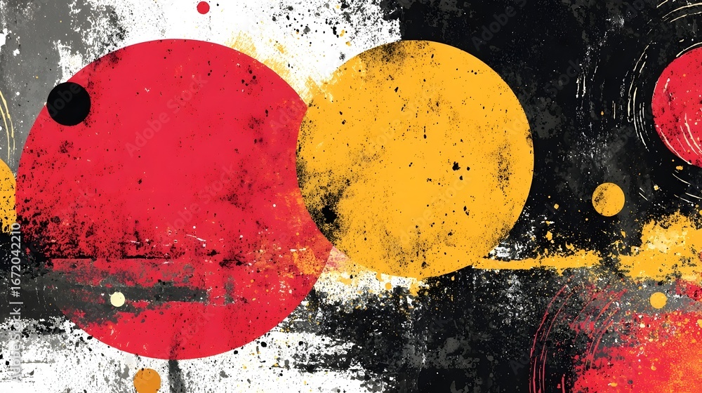 Poster a dynamic and visually striking abstract composition featuring bold overlapping geometric shapes in 