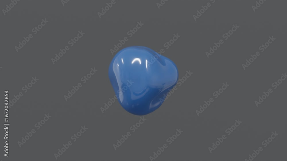 Poster 3d abstract background showing fluid blue geometric form with smooth organic curves on a dark gray s
