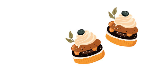 mini assorted cakes for festive table,  copy space