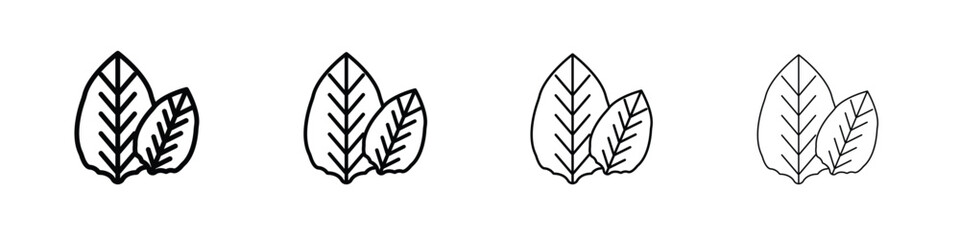 Tobacco leaves icons. line strokes simple icons