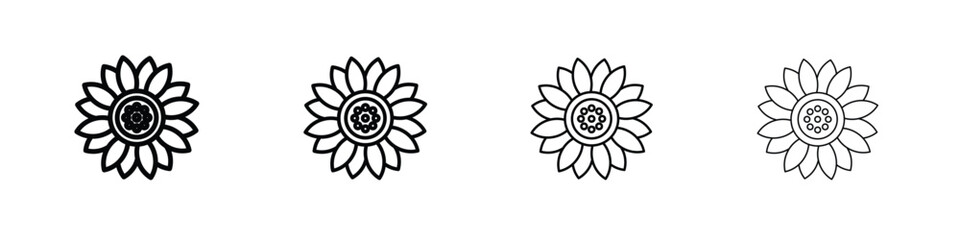 Sunflower icons. line strokes simple icons
