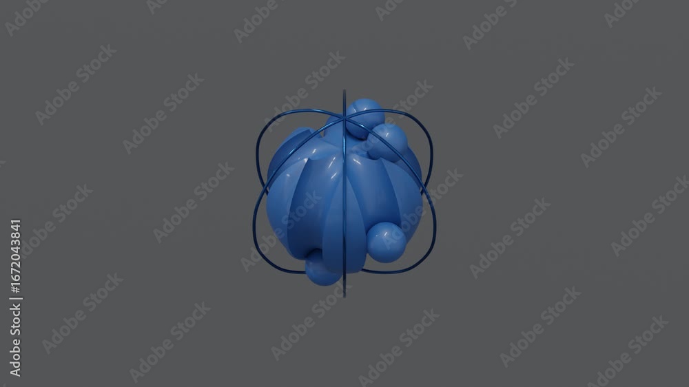 Poster 3d abstract background featuring luminous blue spheres floating across a dark gray surface, creating