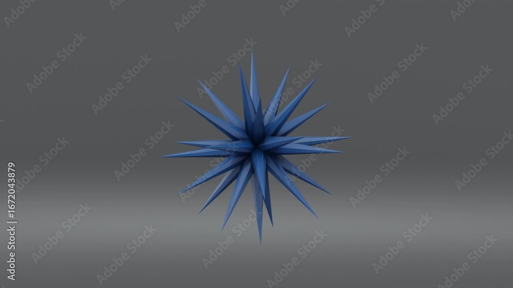 Poster 3d abstract background with a luminous blue star placed against a dark gray surface, creating a mini