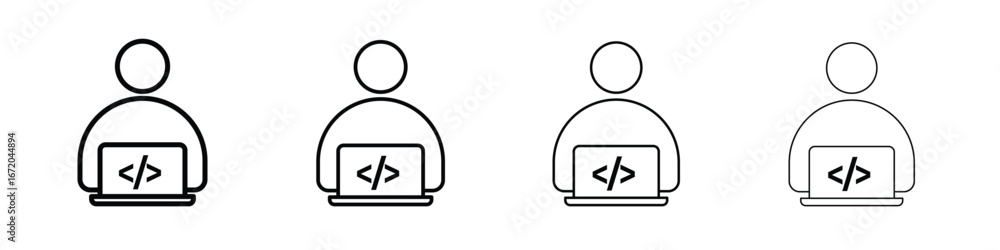 Wall mural programmer icons. line strokes simple icons