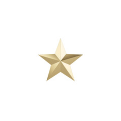Golden metallic star shines, creating depth with highlights on black background. Use for awards, branding, or holiday posters.