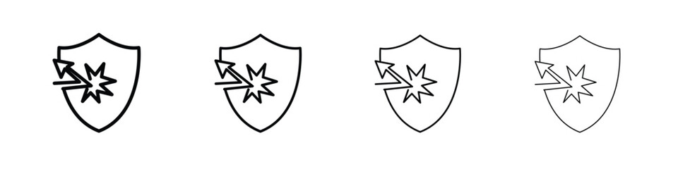 Protection from attack icons. line strokes simple icons