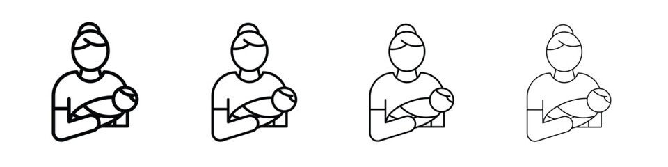 Postnatal care icons. line strokes simple icons