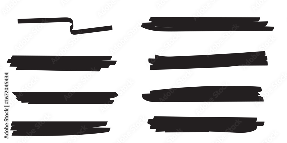 Poster swift crossed and wavy underlines. black hand drawn marker lines icon vector set. doodle sketch stro