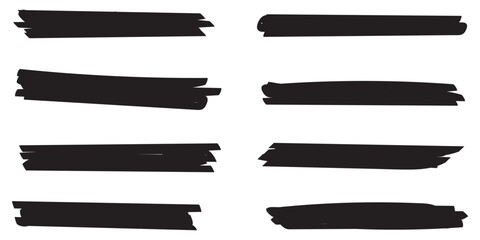Swift crossed and wavy underlines. Black Hand drawn marker lines icon vector set. Doodle sketch strokes for underline, highlight, notes, planner, web, presentation, or creative design elements. 