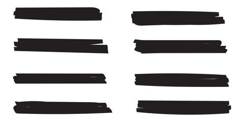 Swift crossed and wavy underlines. Black Hand drawn marker lines icon vector set. Doodle sketch strokes for underline, highlight, notes, planner, web, presentation, or creative design elements. 