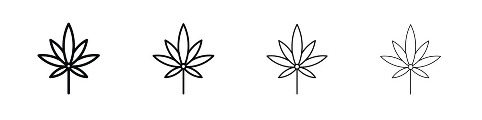 Marijuana icons. line strokes simple icons