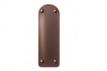 Metallic copper plate with rivets on a transparent background, ideal for industrial design projects