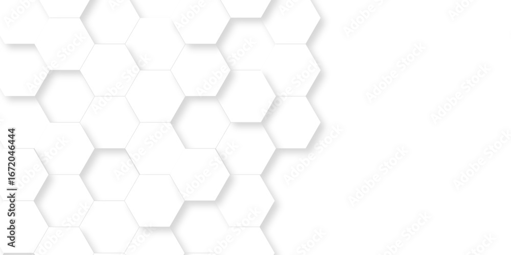 Poster minimal abstract white hexagonal background. luxury white pattern. futuristic grid honeycomb mosaic 