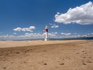 Fargar lighthouse, Ebro Delta. lighthouse on the coast