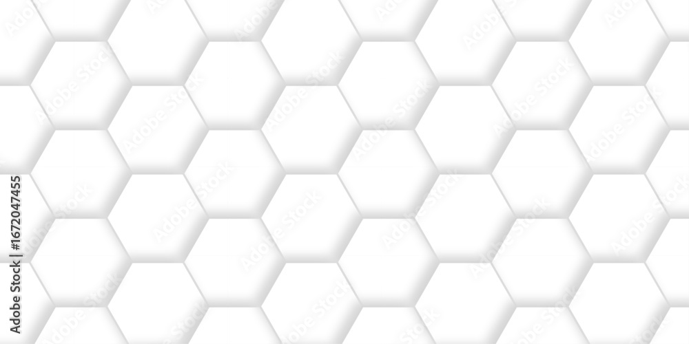 Poster minimal abstract white hexagonal background. luxury white pattern. futuristic grid honeycomb mosaic 