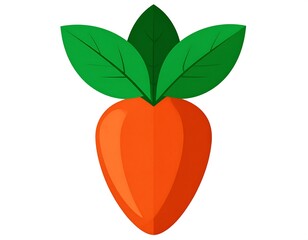 Simple illustration of an orange fruit with three green leaves on top