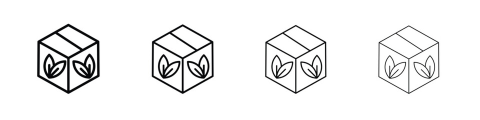 Eco packaging icons. line strokes simple icons