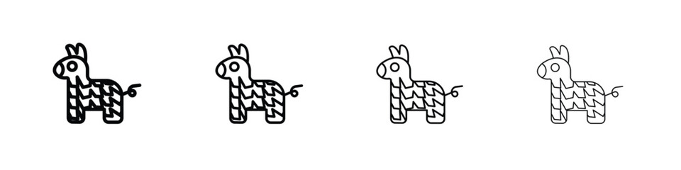 Donkey pinata icons. line strokes simple icons